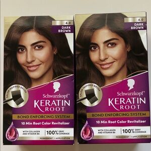 2x Schwarzkopf Keratin Root Dark Brown Hair Color